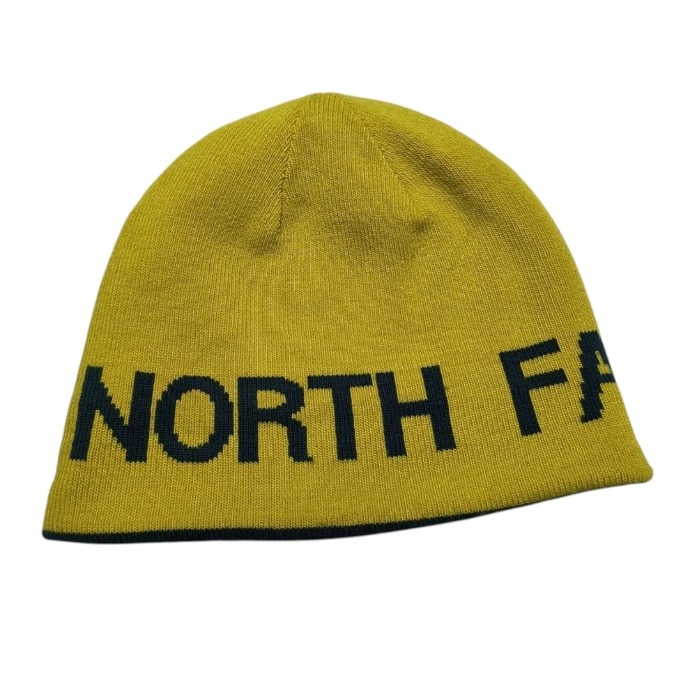 The North Face Chartreuse/Teal Big Logo Spell Out Knit Beanie